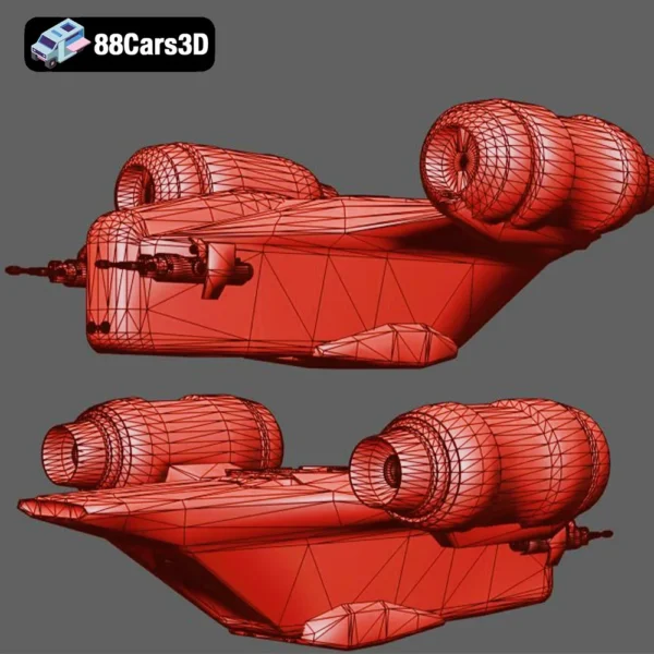 Razor Crest - Low Poly-007 Razor Crest 3D Model Starship Asset for Sci-Fi Rendering