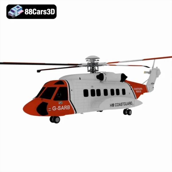Sikorsky S 92 Rescue Helicopter 3D Model Realistic Search & Rescue Aircraft