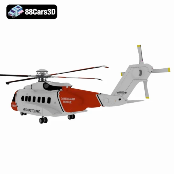 Realistic and fully detailed model of Sikorsky S-92 Rescue-003 Sikorsky S 92 Rescue Helicopter 3D Model Realistic Search & Rescue Aircraft