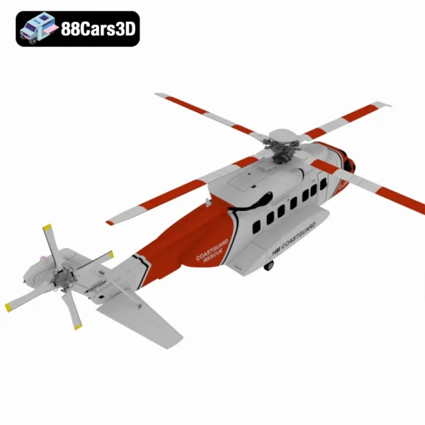 Realistic and fully detailed model of Sikorsky S-92 Rescue-005 Sikorsky S 92 Rescue Helicopter 3D Model Realistic Search & Rescue Aircraft