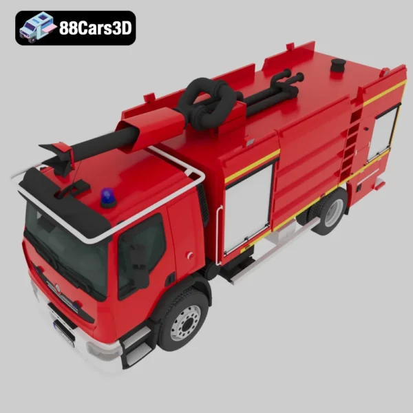 Renault Premium Lander Fire Truck 2011-004 Renault Premium Lander Fire Truck 2011 3D Model Emergency Response Vehicle