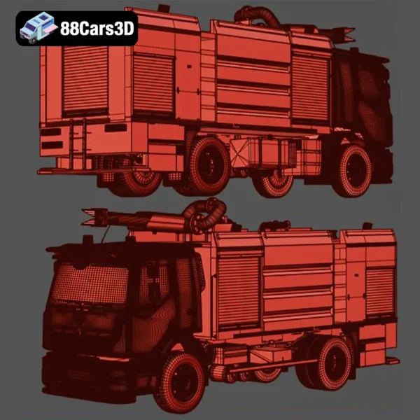 Renault Premium Lander Fire Truck 2011-007 Renault Premium Lander Fire Truck 2011 3D Model Emergency Response Vehicle