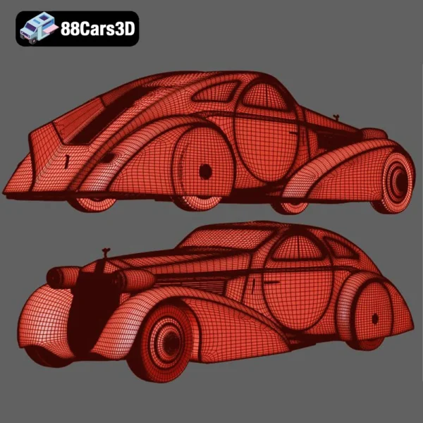 Rolls-Royce Phantom Mk1 Jonckheere Coupé 1934 3D Model Art Deco Luxury Car