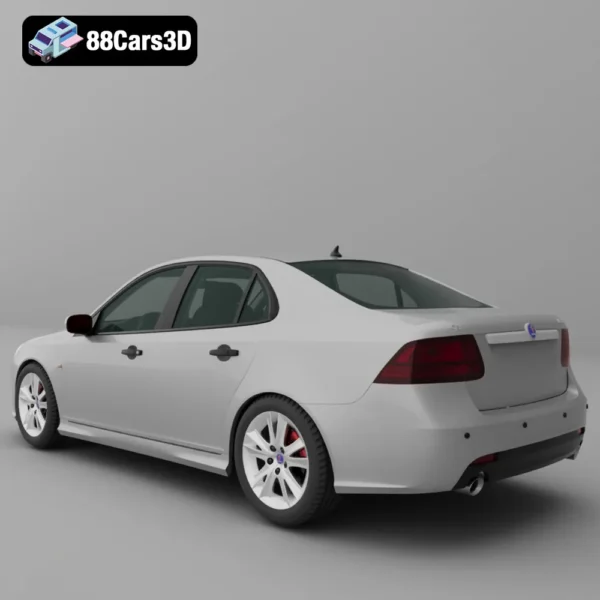 Saab Mk2 Facelift Sport Sedan 2008 3D Model Scandinavian Executive Car with HQ Interior