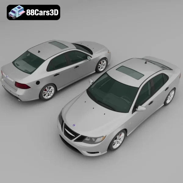 Saab Mk2 Facelift Sport Sedan 2008 3D Model Scandinavian Executive Car with HQ Interior