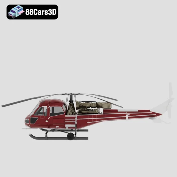 Westland Scout 1965 3D Model British Light Helicopter