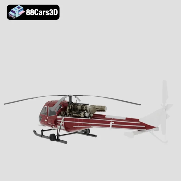Westland Scout 1965 3D Model British Light Helicopter