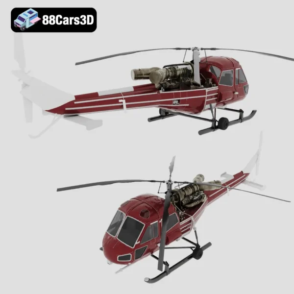Westland Scout 1965 3D Model British Light Helicopter