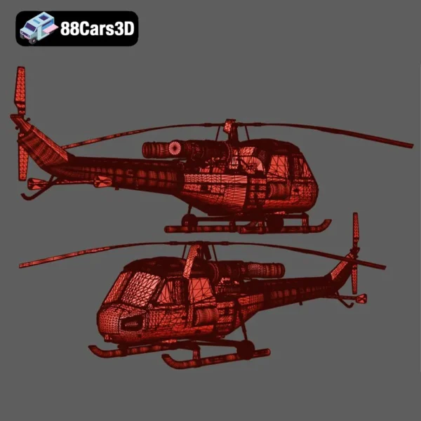 Westland Scout 1965 3D Model British Light Helicopter