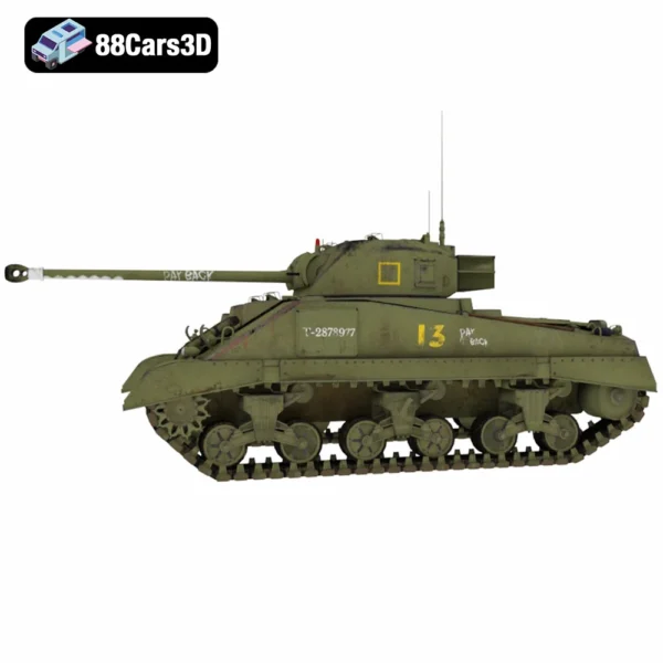 Sherman Firefly -002 Sherman Firefly 3D Model WWII British Tank Variant