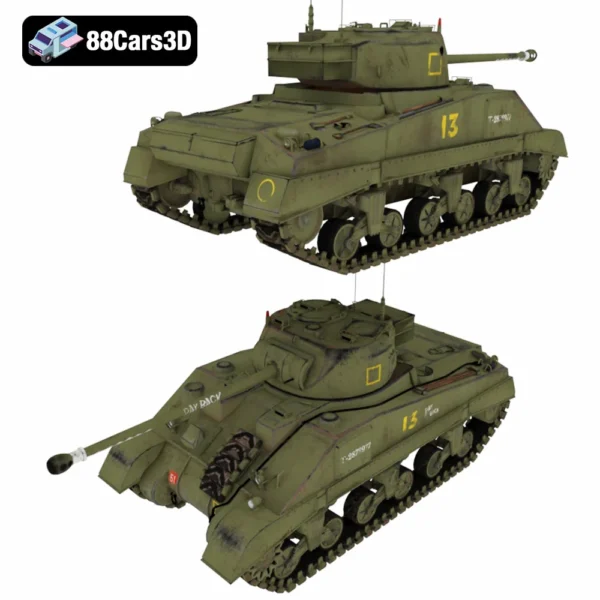 Sherman Firefly -006 Sherman Firefly 3D Model WWII British Tank Variant