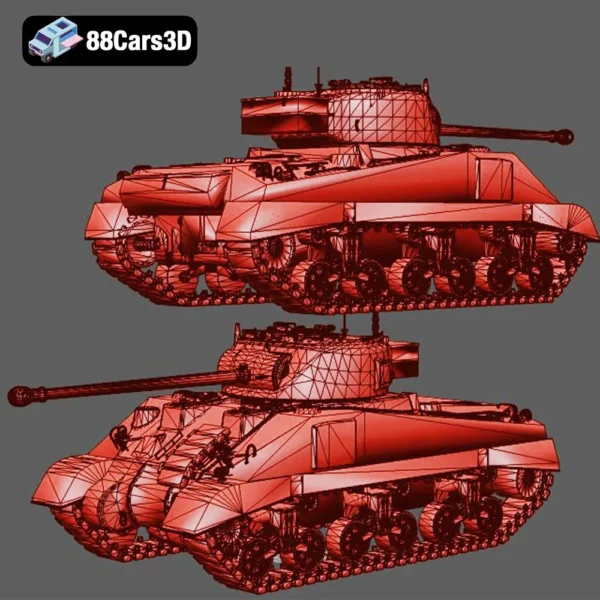 Sherman Firefly -007 Sherman Firefly 3D Model WWII British Tank Variant