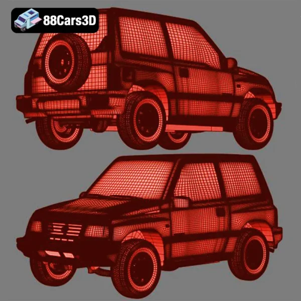 Suzuki_Vitara_(Mk1)_3door_1989-007 Suzuki Vitara 3 Door 1989 3D Model Classic Compact SUV