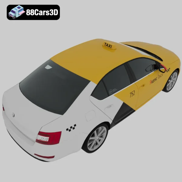 TAXI-005 Škoda Octavia Sedan Taxi 3D Model Practical Sedan for Rendering