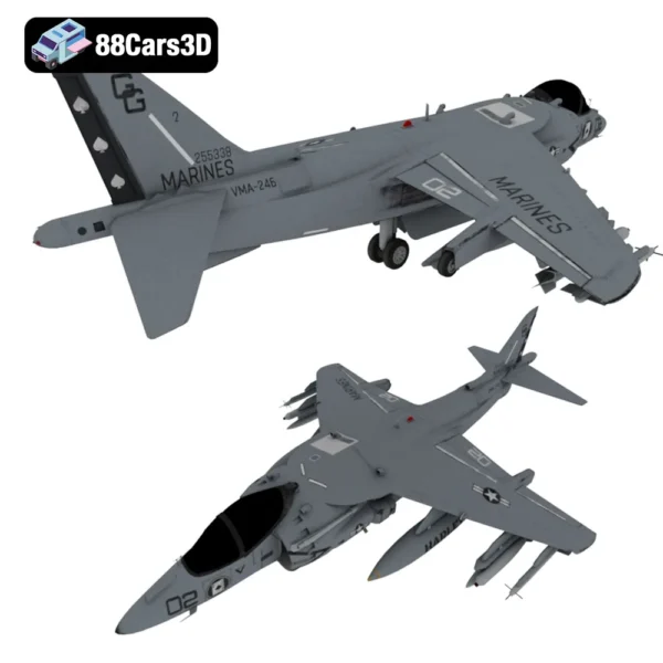 USMC AV 8B Super Harrier II 3D Model V/STOL Ground Attack Jet