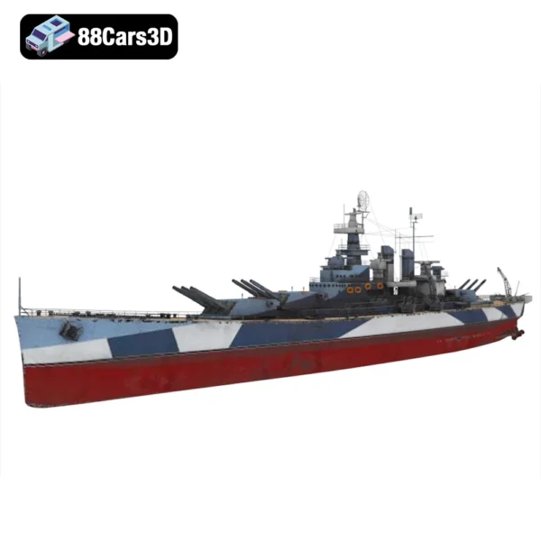 USS North Carolina Battleship 3D Model WWII Naval Warship for Simulation
