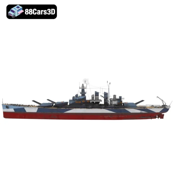 USS North Carolina Battleship 3D Model WWII Naval Warship for Simulation