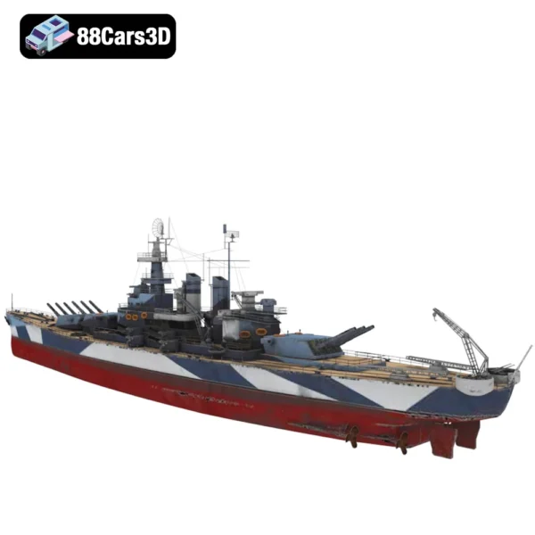 USS North Carolina Battleship 3D Model WWII Naval Warship for Simulation