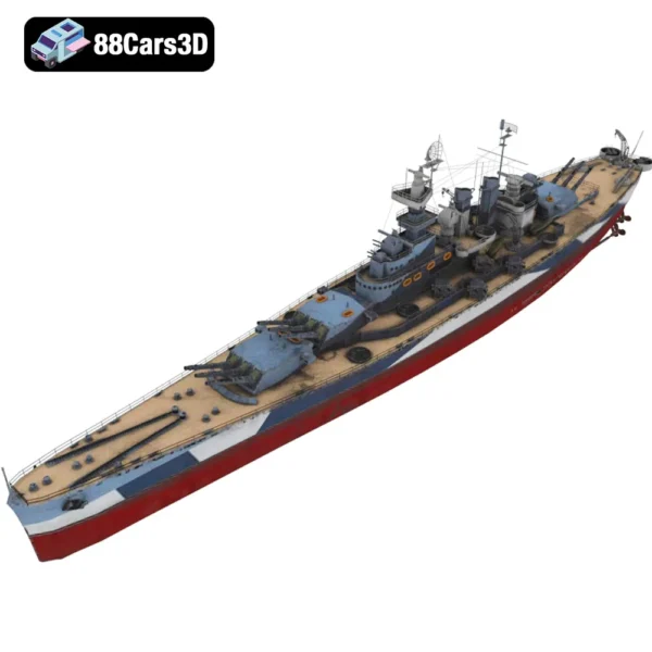 USS North Carolina Battleship 3D Model WWII Naval Warship for Simulation