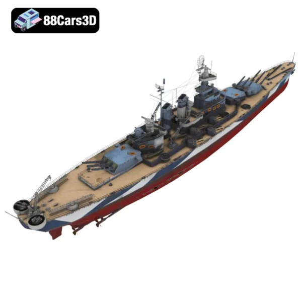 USS North Carolina Battleship 3D Model WWII Naval Warship for Simulation
