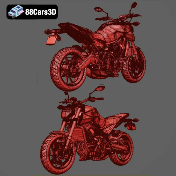 Yamaha FZ 09 2016 -007 Yamaha FZ 09 2016 3D Model Sport Motorcycle