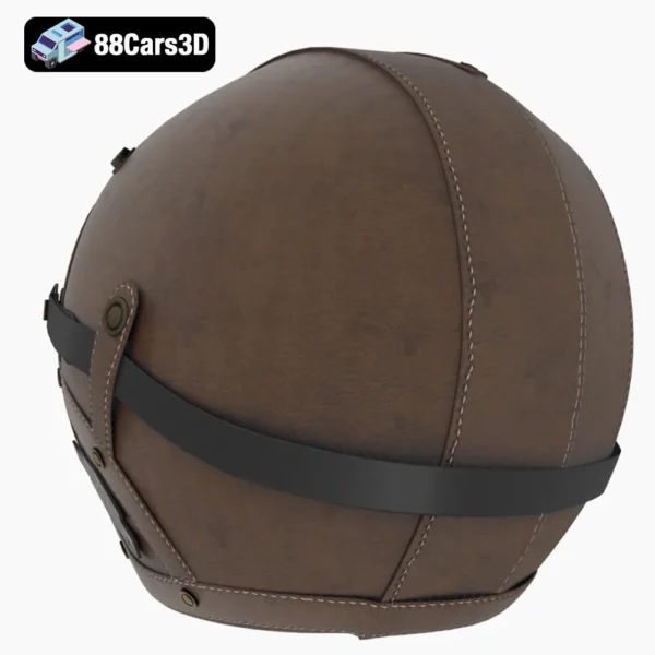 01 Leather Moto Helmet 3D Model Classic Motorcycle Helmet for Rendering
