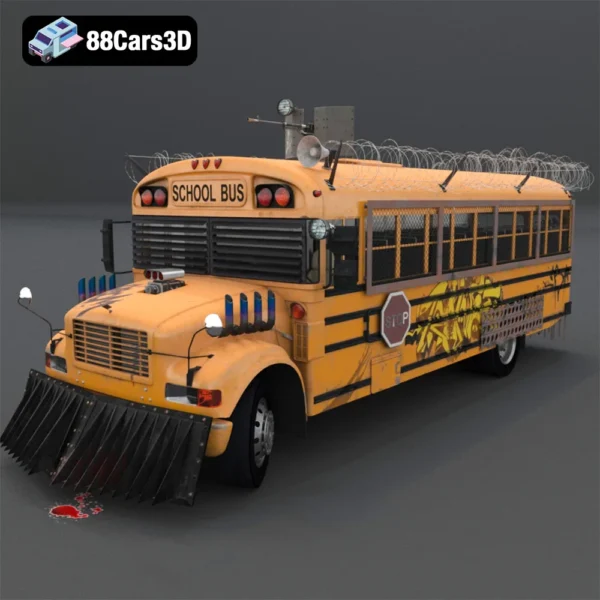 School Bus 3D Model  Classic Yellow Bus for Rendering