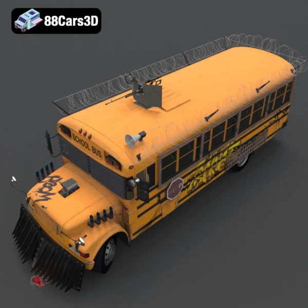 3D Oasis - School Bus-002 School Bus 3D Model Classic Yellow Bus for Rendering