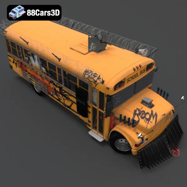 3D Oasis - School Bus-003 School Bus 3D Model Classic Yellow Bus for Rendering