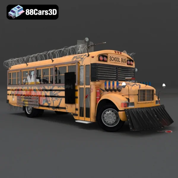 3D Oasis - School Bus-004 School Bus 3D Model Classic Yellow Bus for Rendering