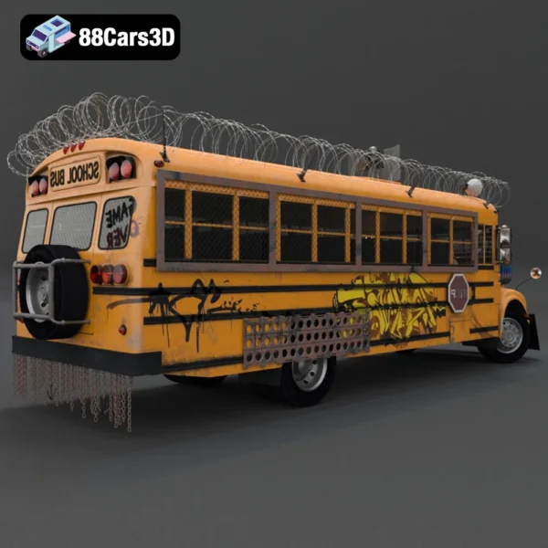 3D Oasis - School Bus-006 School Bus 3D Model Classic Yellow Bus for Rendering