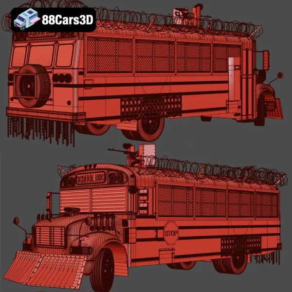 3D Oasis - School Bus-008 School Bus 3D Model Classic Yellow Bus for Rendering