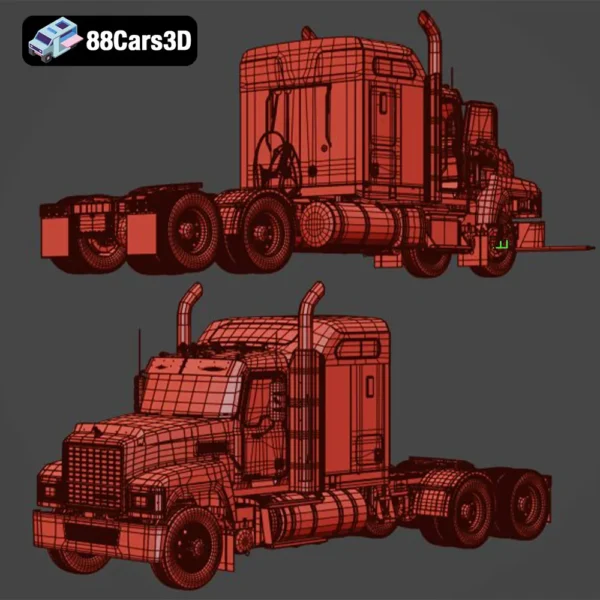 3D Trailer Truck Mack CHU613 Truck-008 Mack CHU613 Trailer Truck 3D Model Heavy Duty Commercial Vehicle