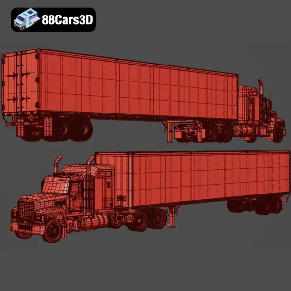 3D Trailer Truck Mack CHU613 Truck-009 Mack CHU613 Trailer Truck 3D Model Heavy Duty Commercial Vehicle