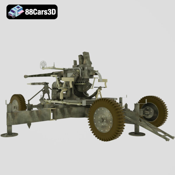 40MM_BOFORS_M1-003 40mm Bofors M1 Anti Aircraft Gun 3D Model Towed Artillery