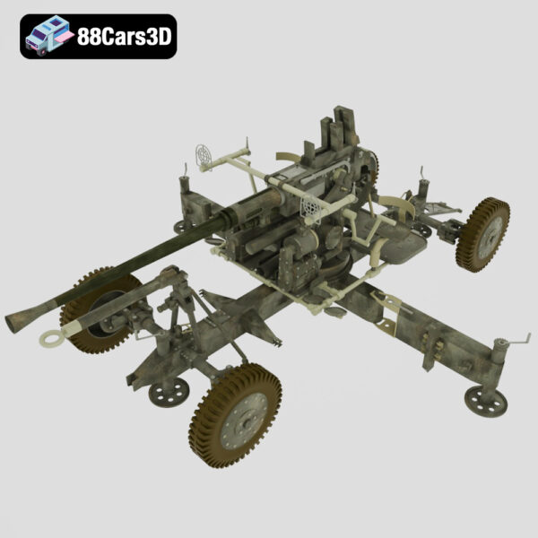 40MM_BOFORS_M1-004 40mm Bofors M1 Anti Aircraft Gun 3D Model Towed Artillery