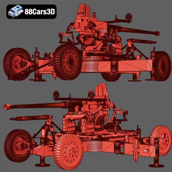 40MM_BOFORS_M1-007 40mm Bofors M1 Anti Aircraft Gun 3D Model Towed Artillery