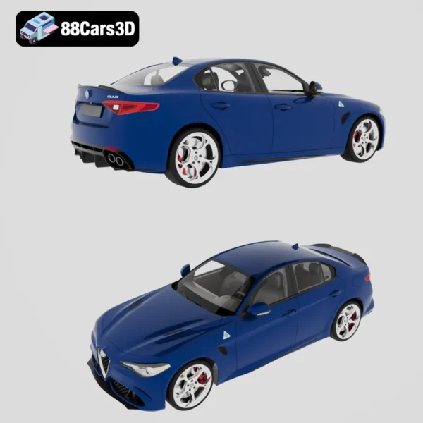 Alfa Romeo Giulia 2016 3D Model Luxury Sports Sedan for Rendering