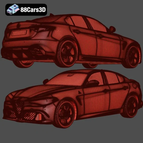 Alfa Romeo Giulia 2016 3D Model Luxury Sports Sedan for Rendering