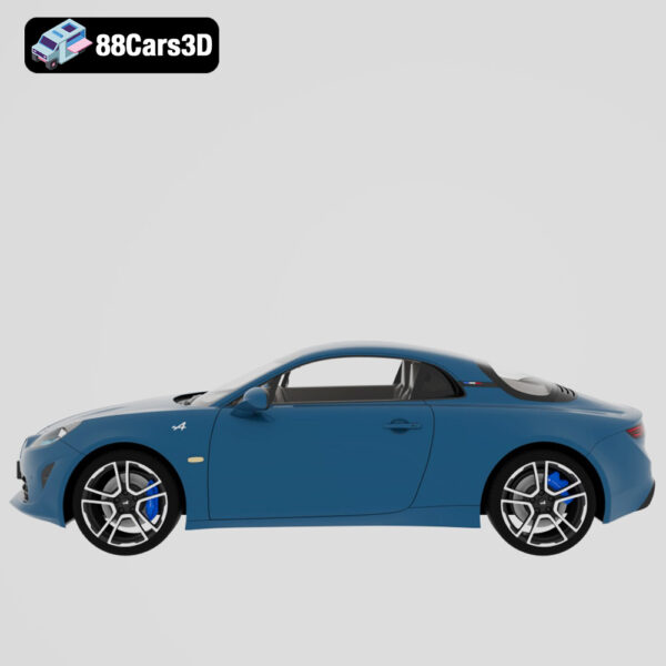 Alpine A110 2018 3D Model Lightweight Mid Engine Sports Coupe