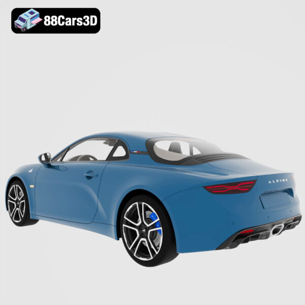 Alpine A110 2018 3D Model Lightweight Mid Engine Sports Coupe