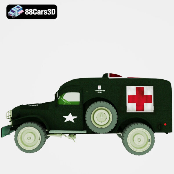Amb-wc54-002 Dodge WC54 Ambulance 3D Model WWII Field Medical Vehicle