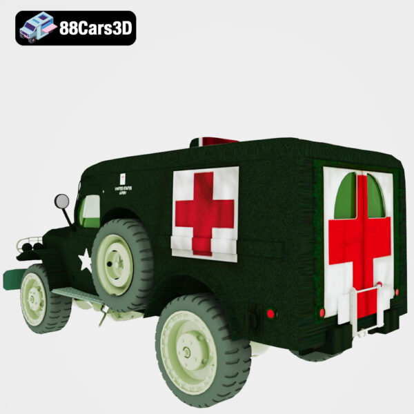 Amb-wc54-003 Dodge WC54 Ambulance 3D Model WWII Field Medical Vehicle