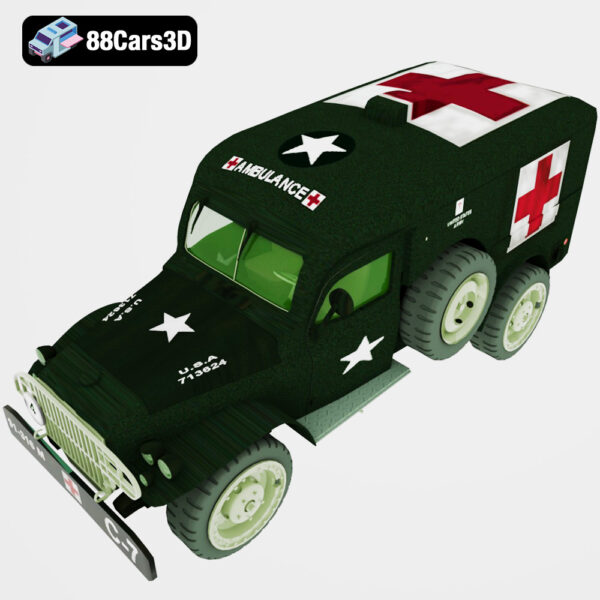 Amb-wc54-004 Dodge WC54 Ambulance 3D Model WWII Field Medical Vehicle