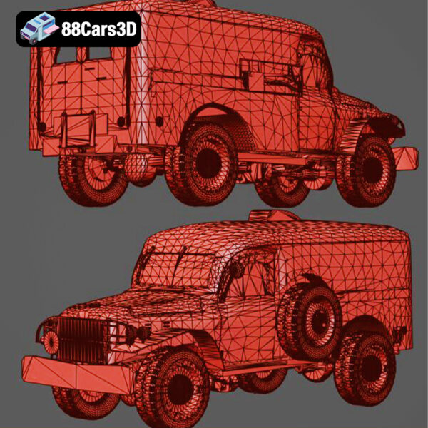 Amb-wc54-007 Dodge WC54 Ambulance 3D Model WWII Field Medical Vehicle