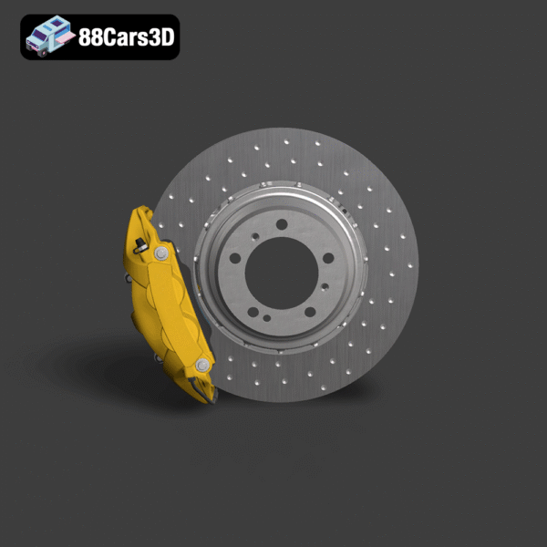 Brembo fixed calipers Brake discs Rotors Standard iron discs high Poly 001 Brembo Fixed Calipers Brake Discs Rotors High Poly 3D Model
