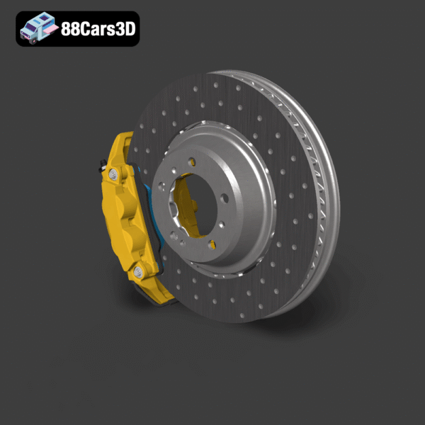Brembo Fixed Calipers Brake Discs Rotors High Poly 3D Model