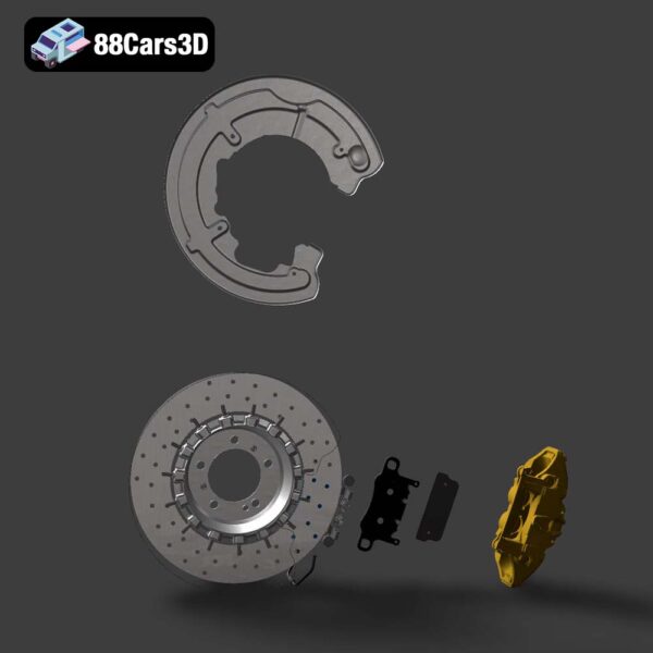 Brembo fixed calipers Brake discs Rotors Standard iron discs high Poly 008 Brembo Fixed Calipers Brake Discs Rotors High Poly 3D Model