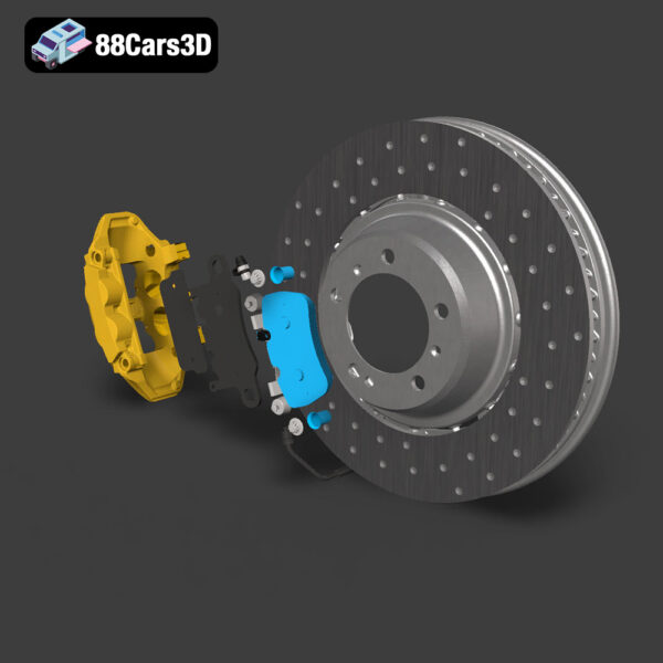 Brembo fixed calipers Brake discs Rotors Standard iron discs high Poly a 001 Brembo Fixed Calipers Brake Discs Rotors High Poly 3D Model