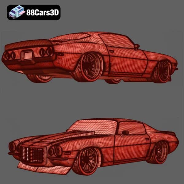 Chevy Camaro 70 3D Model Classic American Muscle Car for Rendering